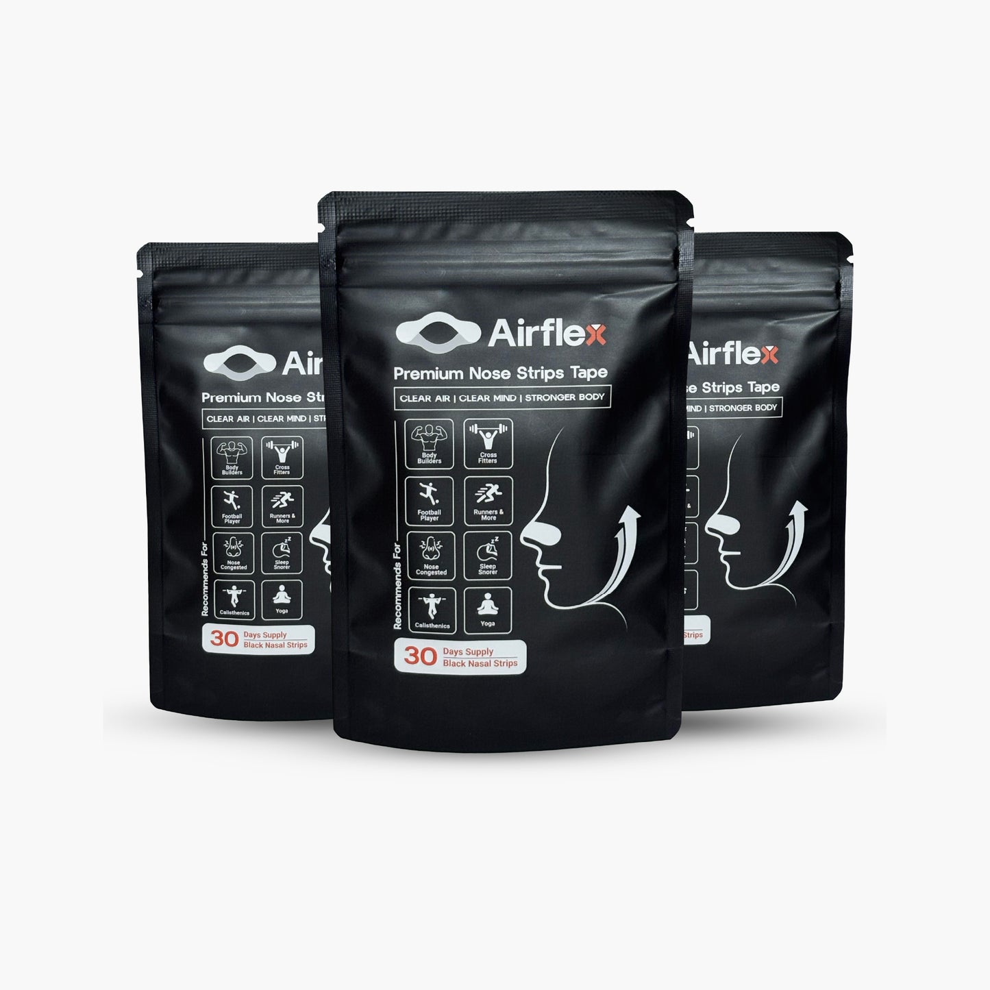 AIRFLEX Black Nasal Strips | Family | 90 Strips