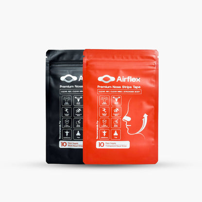 AIRFLEX Black + Transparent Nasal Strips | Starter | 20 Strips